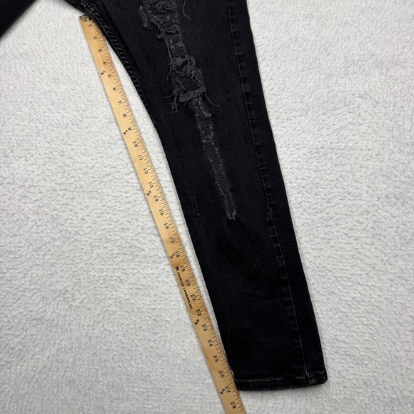 Levi's 512 Distressed Jeans Black Grunge Denim Straight Leg Men's Size 38x32 - Picture 8 of 15